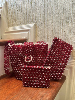 Mia Handmade Beaded Bag Pouch Set - image