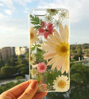 Handmade phone case with half big flower design - image