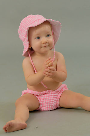 Kids Bucket Hat in Pink Tourmaline Gingham - image