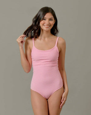 Lisa One Piece in Pink Tourmaline Gingham - image