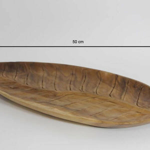 Handcarved Wooden Leaf Cheese Tray - image