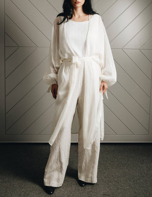 Ivory Silk Chiffon Robe - image