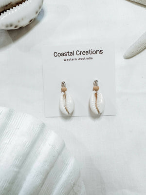 Cowrie and bead Studs (Coastal Corals) - image