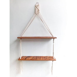 Macrame Wall Hanging Shelf Double Layer - image