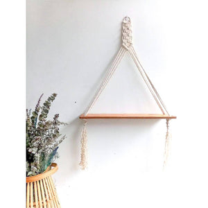 Macrame wall hanging shelf single layer - image