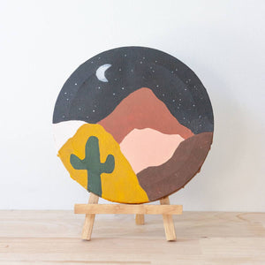 Round Canvas Abstract Painting with Stand - image