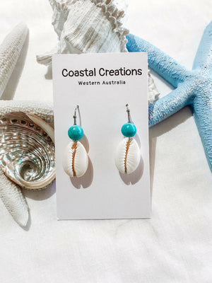 Large Bead and Cowrie (Day Dreamer Earrings) - image