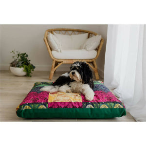 Mariska Boho Colour Pet or Floor Cushion | Bottle Green Canvas | 100% Bio Degradable Fabric - image