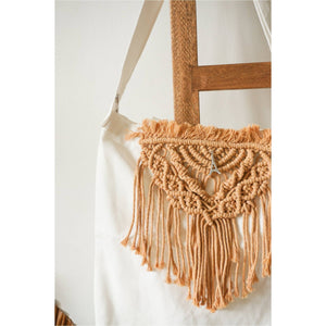 Canvas Bag Embellished with Macrame Design - image