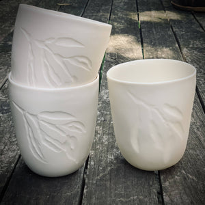Porcelain Eucalypt Water Etched Jumbo Cups - image