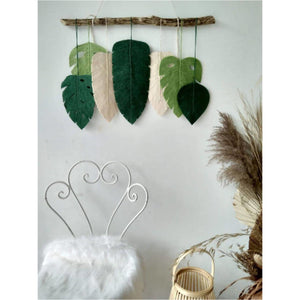 Macrame wall hanging monstera leaves - image