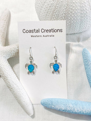 Opal Turtle Earrings (Blue Lagoon) - image