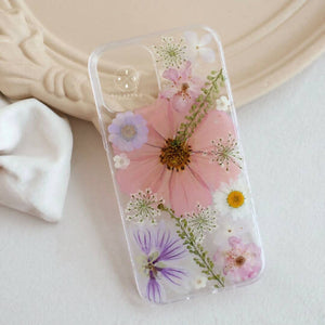 Handmade phone case with big pink flower design - image
