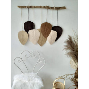 Macrame Wall Hanging Leaves in Neutral Shades - image
