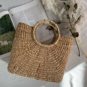 Square Beach Bag with Bamboo Handle (Large) - image