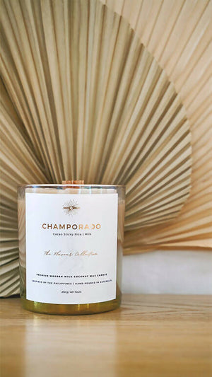 CHAMPORADO Premium Wooden Wick Coconut Wax Candle - image