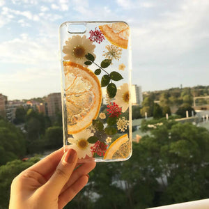 Handmade phone case with grapefruit design - image